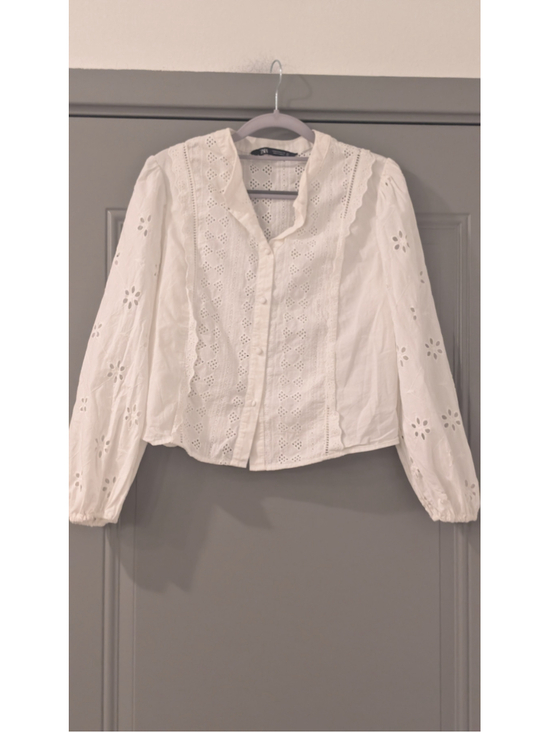 Zara Tops - Women's Zara White Eyelet Embroidered Blouse Size S